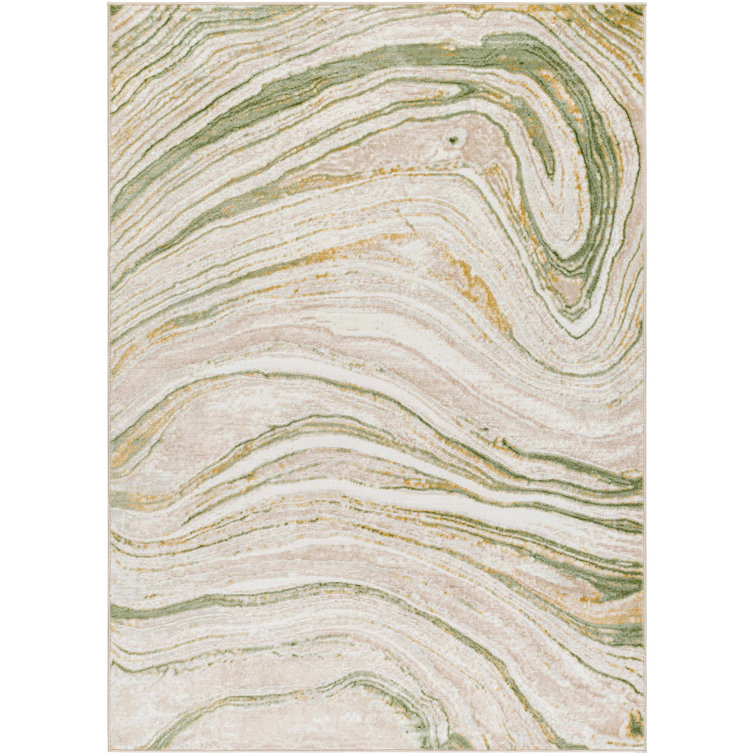 Wrought Studio Chloe Anne Modern Abstract Marble Design Green Area Rug